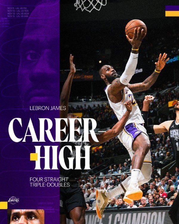 皇冠体育 詹姆斯连4场三双浓眉40+12 湖东说念主险胜马刺4连胜