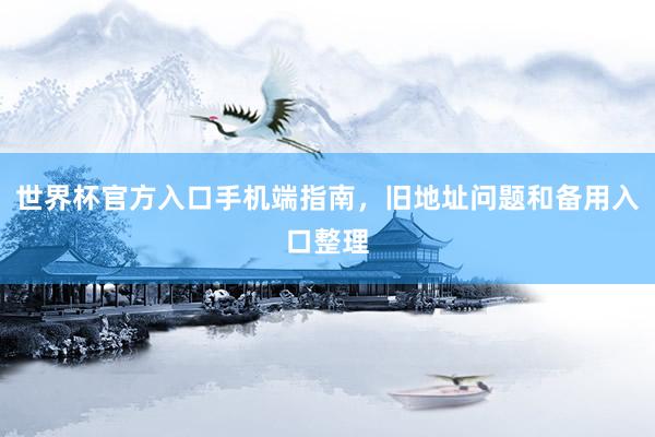 世界杯官方入口手机端指南，旧地址问题和备用入口整理